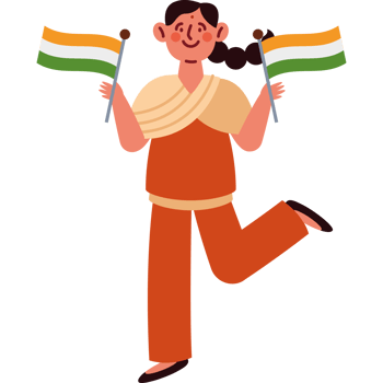 Indian girl holding indian flag png