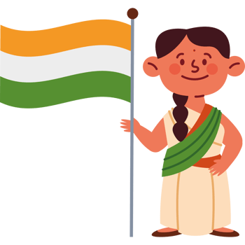 Indian girl holding indian flag png