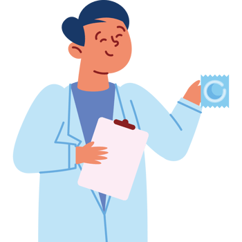 A doctor holding a condom png