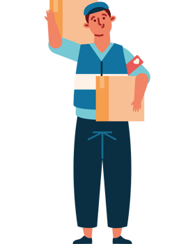 A man with a box and a bag png