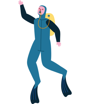 A man in a scuba suit is waving png