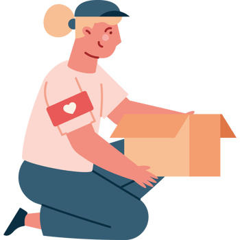 A woman is kneeling down with a box png