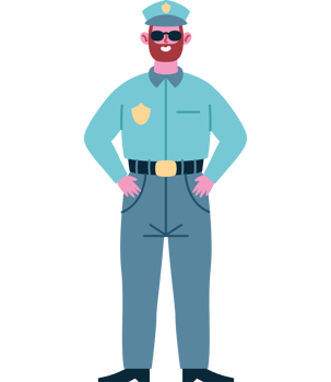 A cartoon police officer standing with his hands on his hips png
