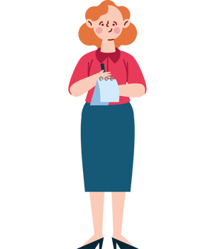 A woman holding a clipboard and a pen png