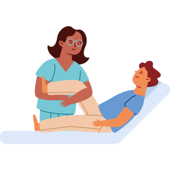 A nurse is helping a patient with a leg png