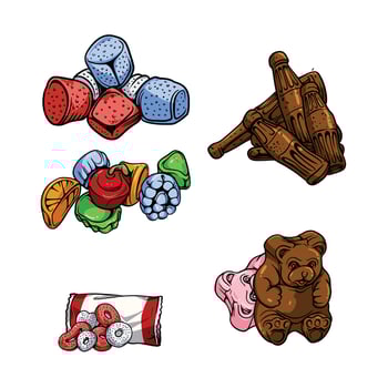 Gummy in many color and texture vector