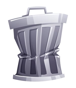 Dented metal trash bin. Cartoon illustration isolated on white background vector