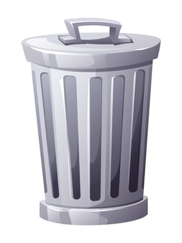 Metal trash bin cartoon illustration isolated on white background vector