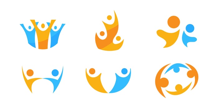 Set of Social people logo abstract business together charity community vector