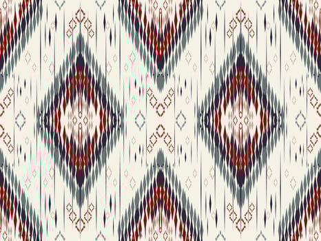 an abstract ikat pattern with red, blue and white colors design for background backdrop carpet wallpaper clothing vector