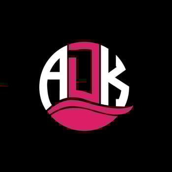 ADK logo monogram isolated on circle element design template, ADK letter logo design on black background. ADK creative initials letter logo concept. ADK. vector
