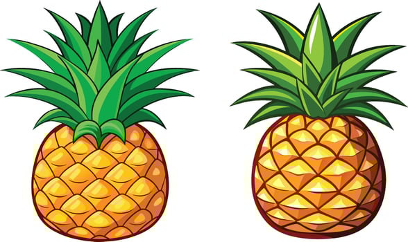 Pineapple 3d sticker design vector