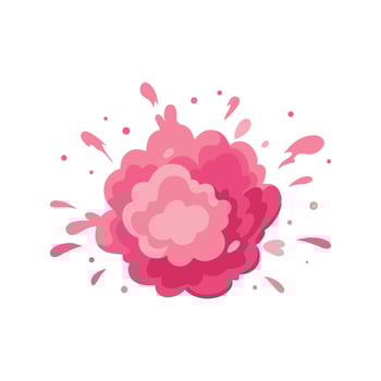 Pink smoke paint explosion powder splash flat illustration white background. vector
