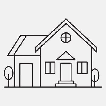 Modern Home Illustration with Greenery vector