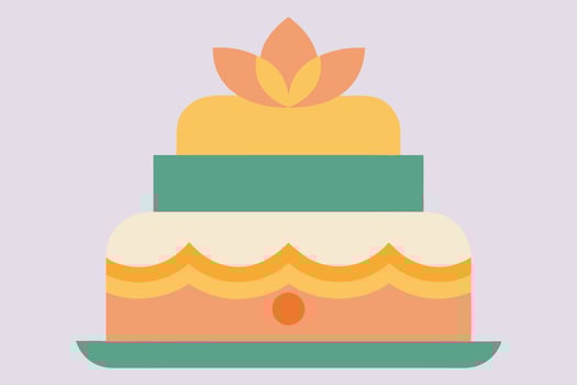 A colorful cake with a flower on top vector