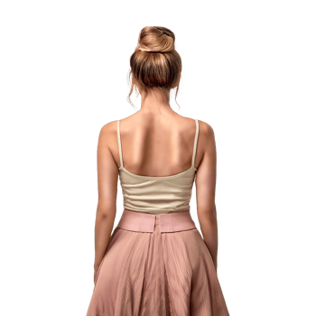 A woman in a pink skirt and top png