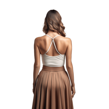 A woman in a brown skirt and white top png
