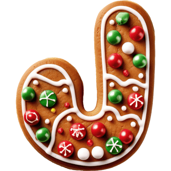 Letter J Christmas Gingerbread png