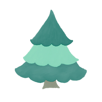 Soft green and dark Green Pine trees in winter. The cozy and traditional design is ideal for Christmas decor, greeting cards, and winter themed projects. png