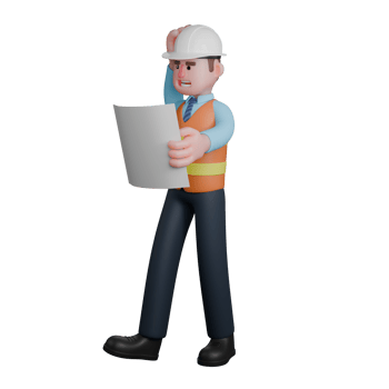 3D Design Practitioner. An Architect walks with his left hand holding a sketch paper while his right hand holds his head. Male Architect png