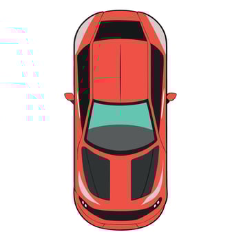 Top view of a red sports car illustration vector