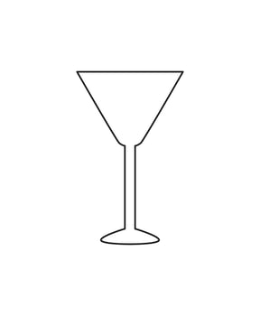 Outline cocktail glass icon. Linear logo, sketch, doodle. Crystal glass, cup, goblet, glassware. Martini cocktail glass. Sommelier. Party, celebration time. Contour. vector