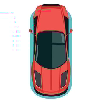Top view of a red sports car on a white background vector