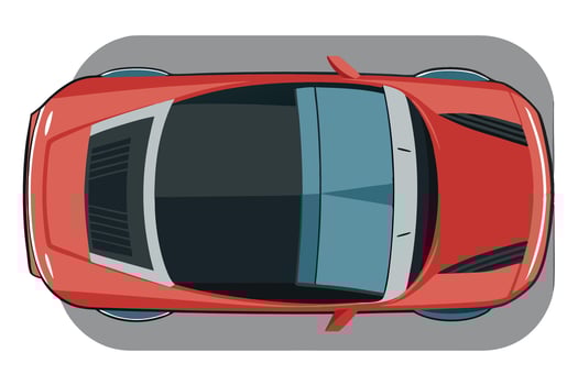 Top view of a red sports car on a white background vector