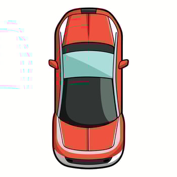 Top view of a red car on a white background vector