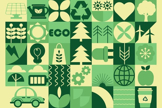 Geometric modern eco friendly background. Bauhaus. Seamless pattern vector