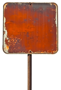 Old metal blank road sign with transparent background cut out design element png
