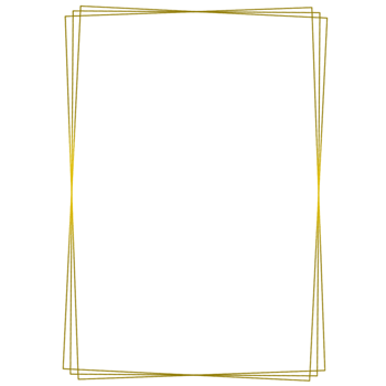 A gold rectangle frame on a transparent background png