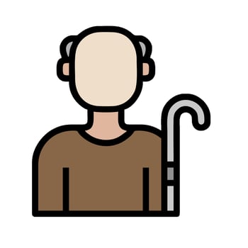 An old man with a cane icon vector
