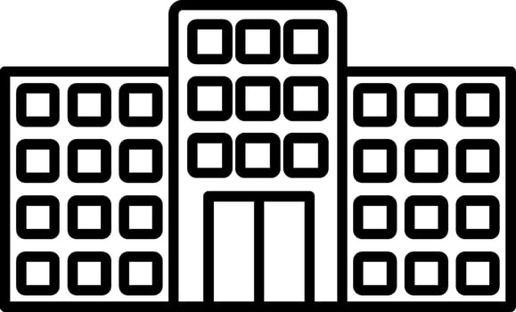 A black and white building icon vector
