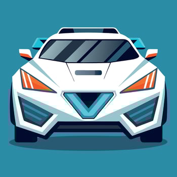 A cartoon car with a blue background vector