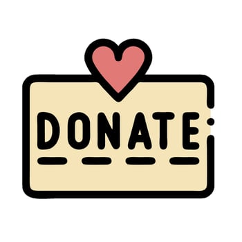 Donate icon with heart and red ribbon vector