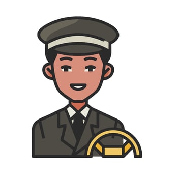 A man in uniform holding a steering wheel vector