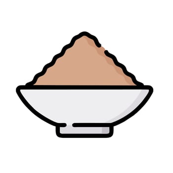 A bowl of brown powder in a white bowl vector