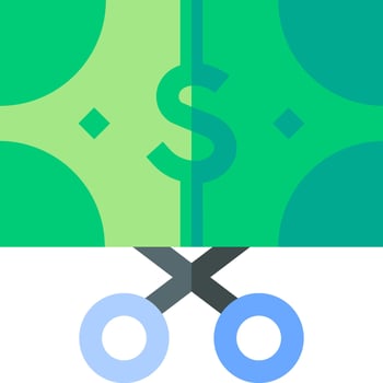 Scissors cutting money and dollar sign vector