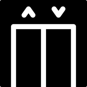 A black and white icon of a door with two doors vector