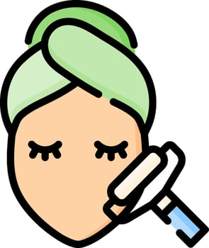 A cartoon woman with a green towel on her head vector