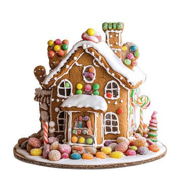 Gingerbread Houses, Edible houses made of gingerbread, decorated with candy png