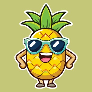 Cartoon Sunglasses Pineapple Slice with Shades vector