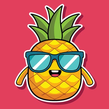 Cartoon Sunbathing Pineapple Slice with Sunglasses Relishing Summer Vibes vector