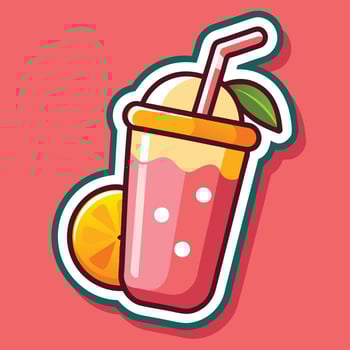 Cartoon Smoothie with Paper Straw and Star Fruit Adornment vector