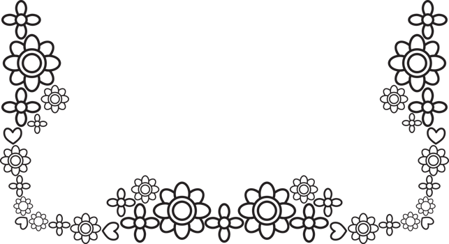 Elegant Pen Floral Frame Border png