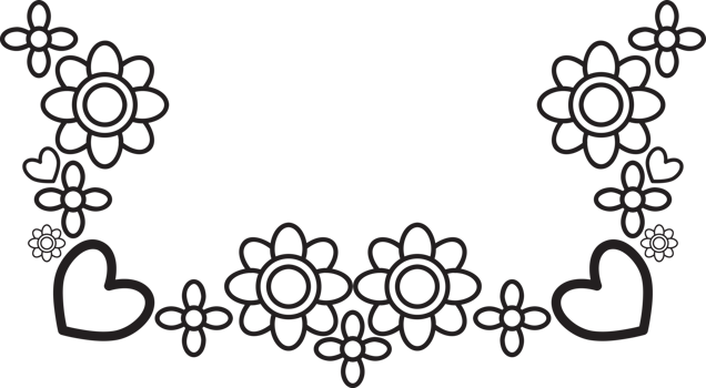 Floral Edge in Black Line Art png