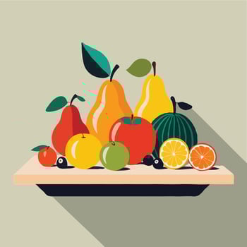 fruit on a plate flat design illustration vector