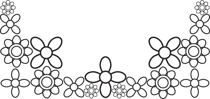 Black and White Frame with Florals png