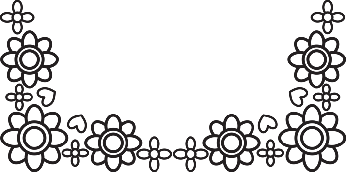 Modern Monochrome Flower Border png